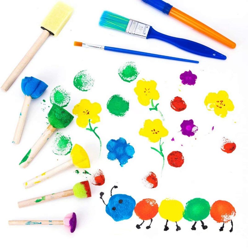 TORINALITAL 53Pcs Kids Paint Sponges & Brushes Set - Washable Sponge Painting Tools with 26 Alphabets - Image 4
